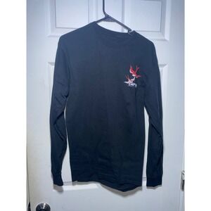 Empire Mens Long Sleeve Graphic Black Rose Swallow Bird Streetwear Shirt Large